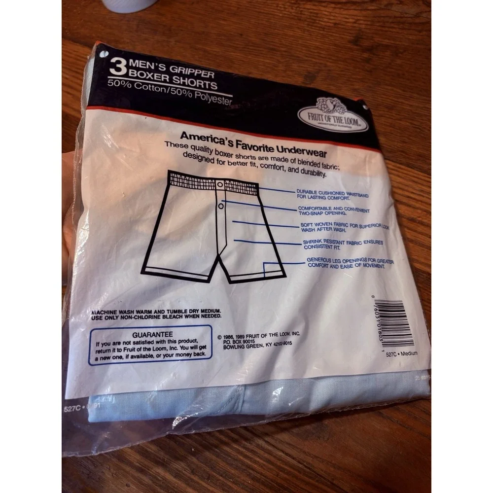 Vtg NOS 1980's Fruit Of The Loom Gripper Boxer Shorts 3 Pack Medium 34-36 USA
